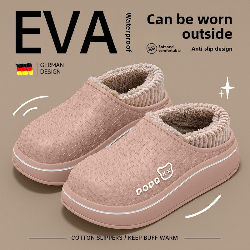 Womens Plush Winter Slippers with Heel Cover