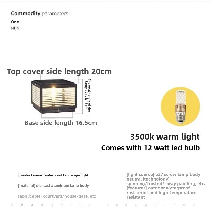 Solar-powered outdoor waterproof post light