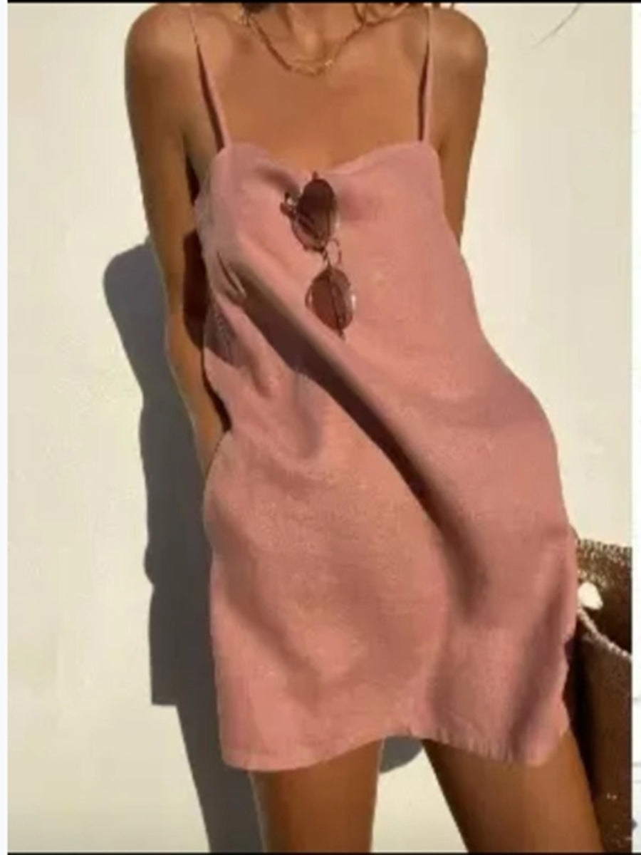 Bohemian Cotton Linen Pocket Dress