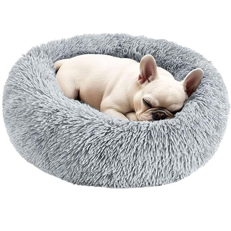 Plush Donut Pet Bed for Small Dogs and Cats