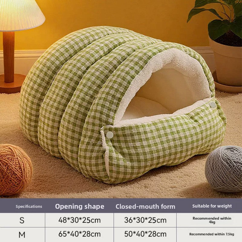Plush Enclosed Pet Bed with Dual Mode