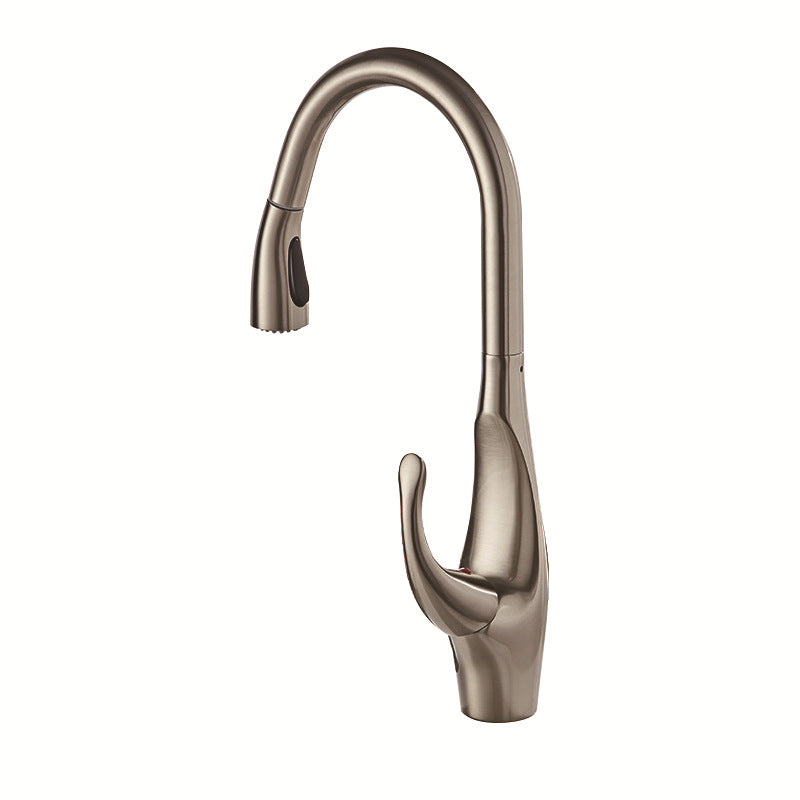 Nordic Style Pull Out Kitchen Faucet with Dual-Mode Sprayer Hot and Cold Water Copper Sink Tap