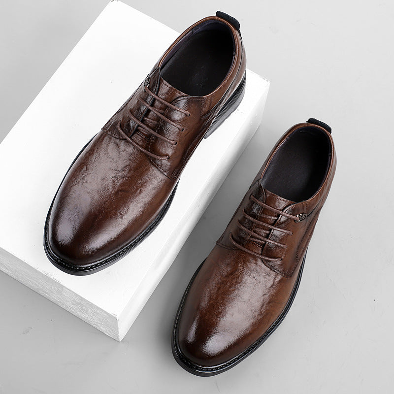 Mens Height Increase Leather Shoes Business Casual