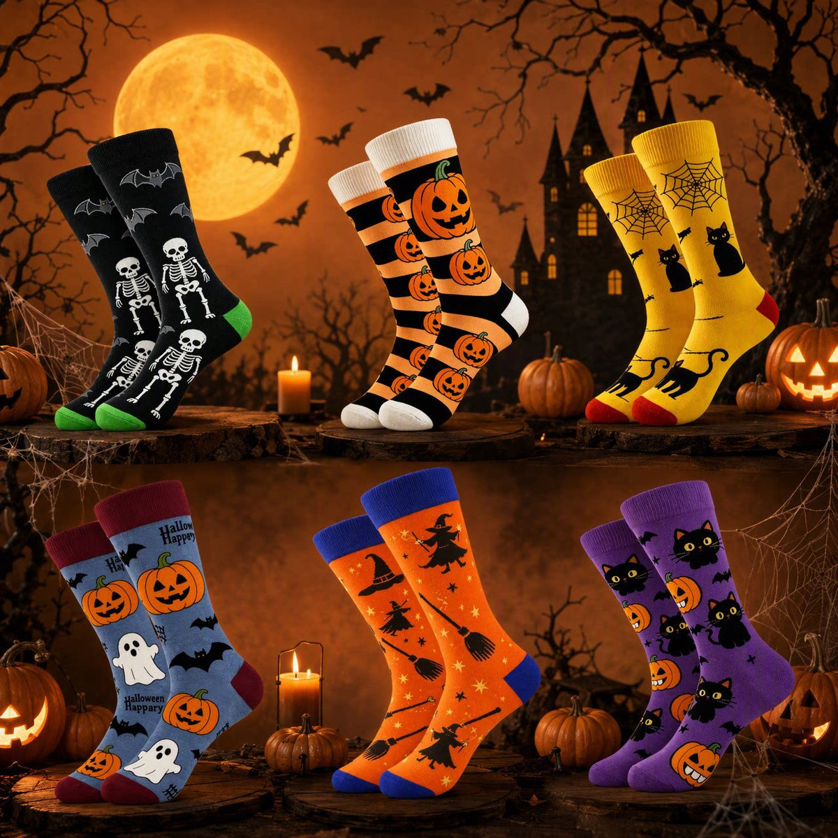 Halloween Themed Mid-Calf Cotton Socks