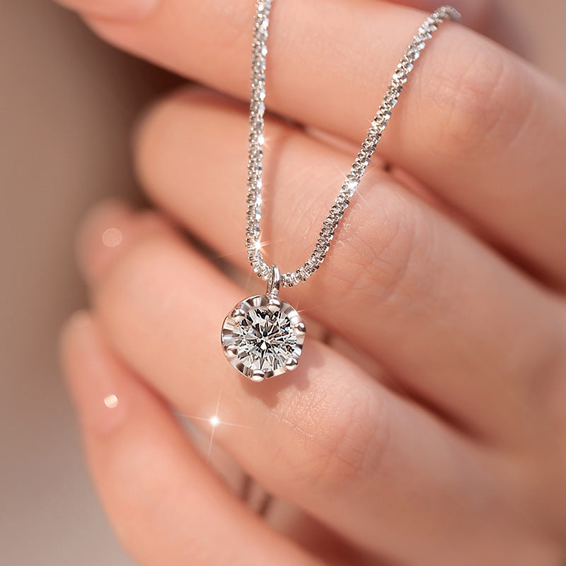 Geometric Zircon Pendant Necklace with Adjustable Chain