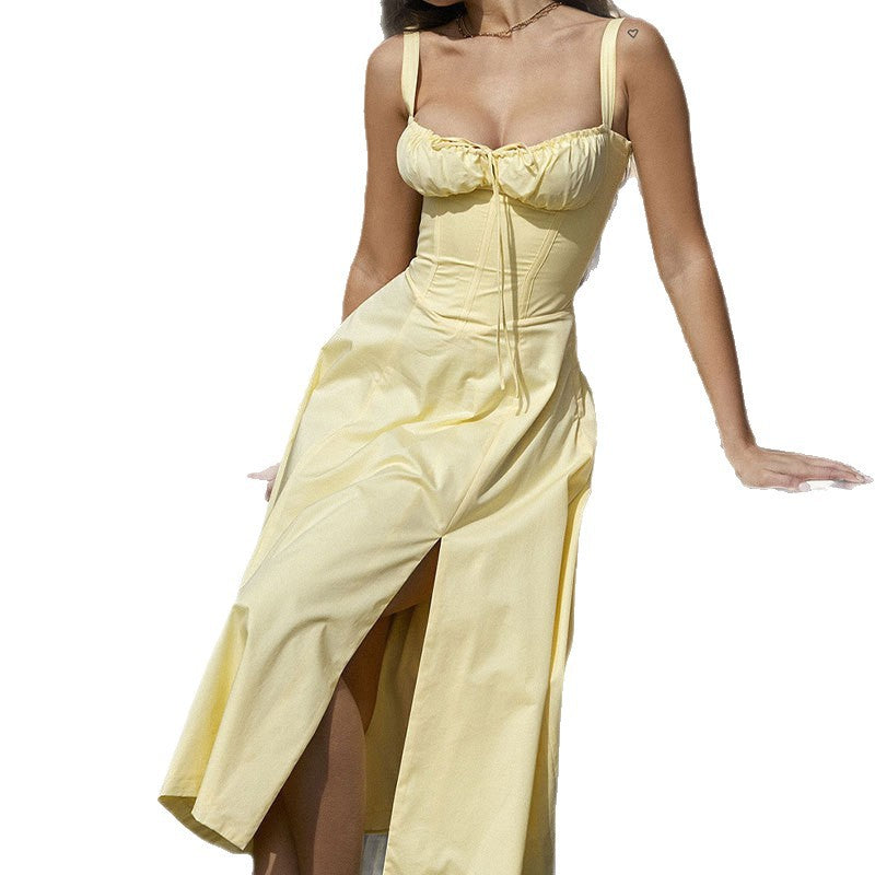 Floral Neck Slit Flared Dress