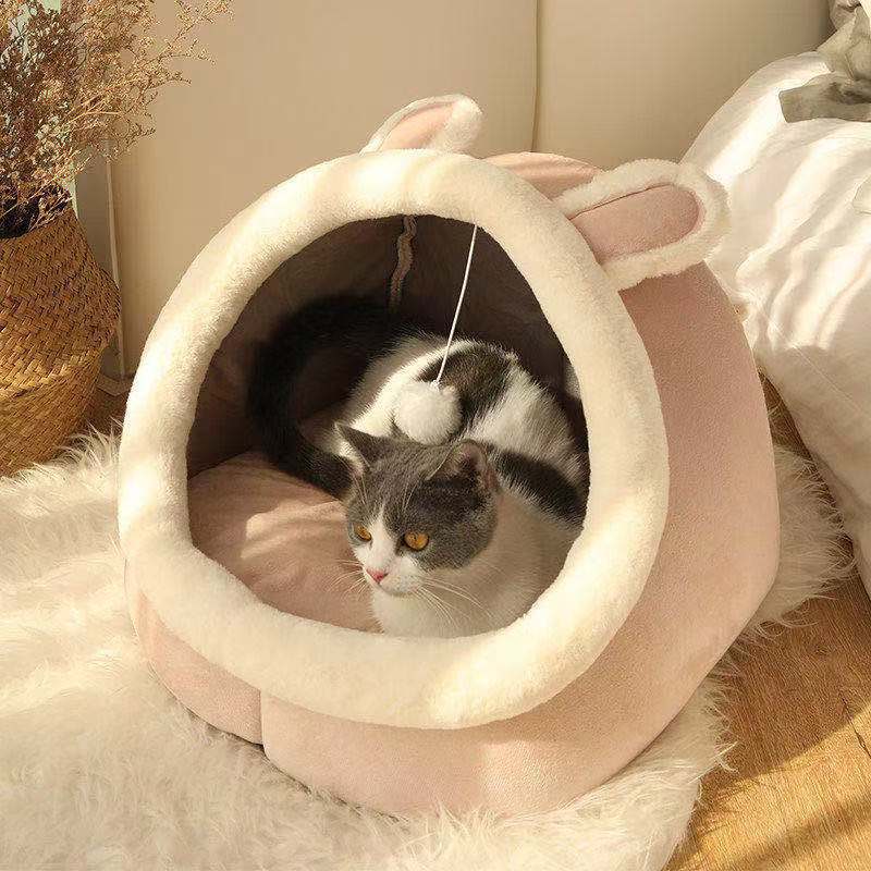 Soft Pet Bed Semi-Enclosed Design