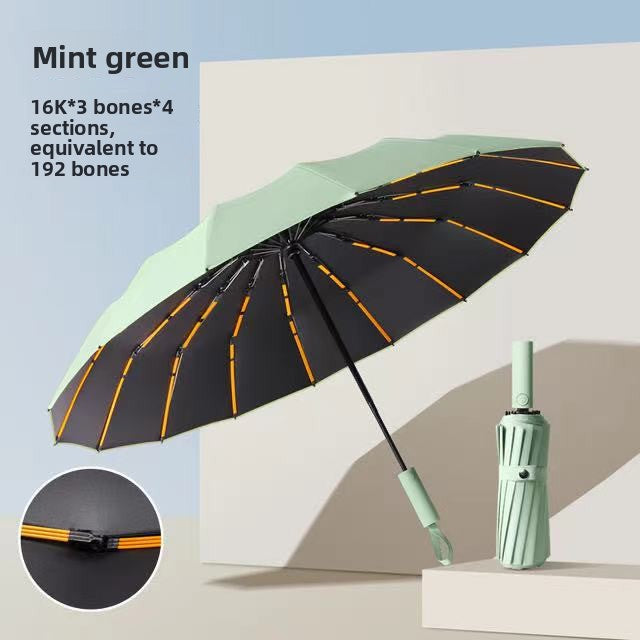 Fully Automatic Vinyl-Coated Tri-Fold Sun and Rain Umbrella