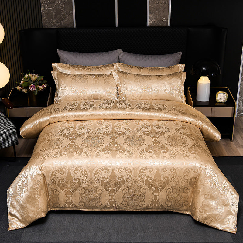 European Style Satin Silk Jacquard Bedding Set