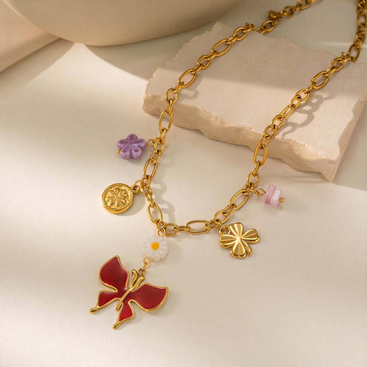 Flower butterfly necklace collar chain