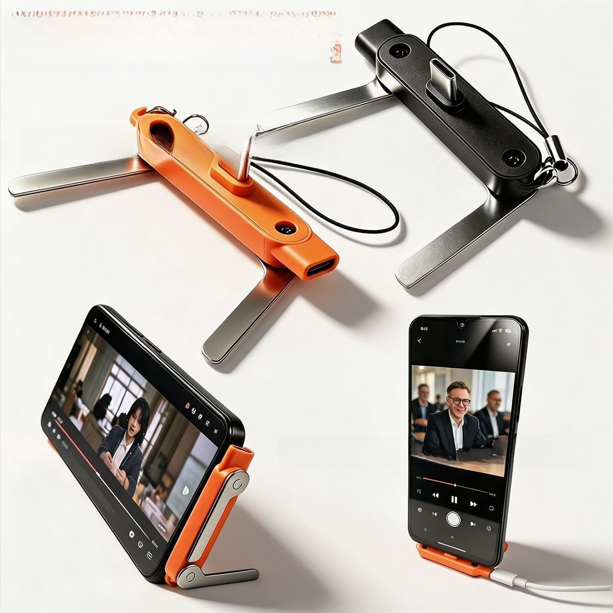 Foldable Type C Phone Holder Charging Adapter