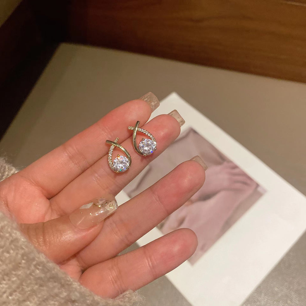 Geometric Diamond Cross Earrings