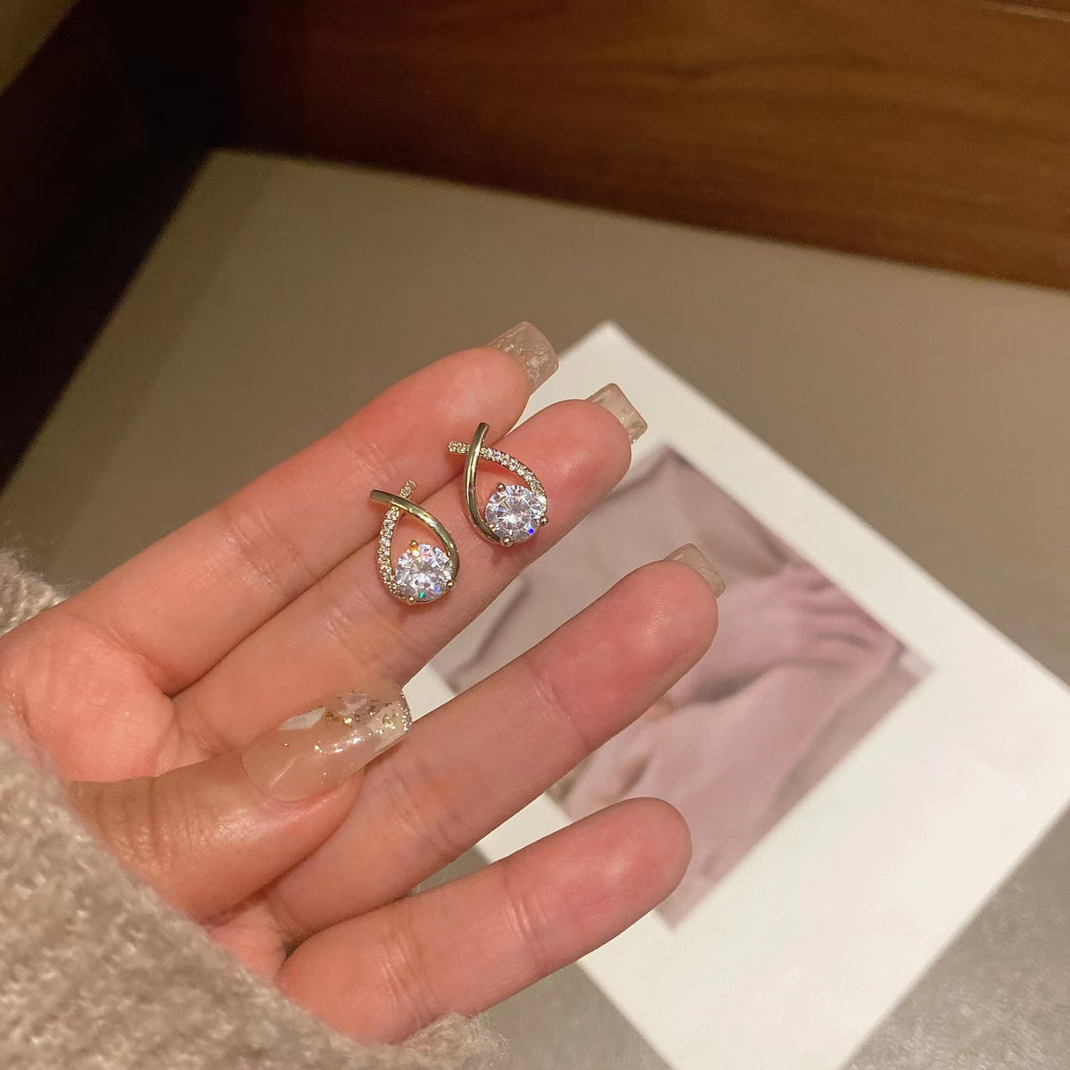 Geometric Diamond Cross Earrings
