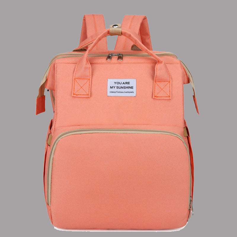 Multifunctional Mommy Backpack with Baby Crib Large Capacity Waterproof Diaper Bag