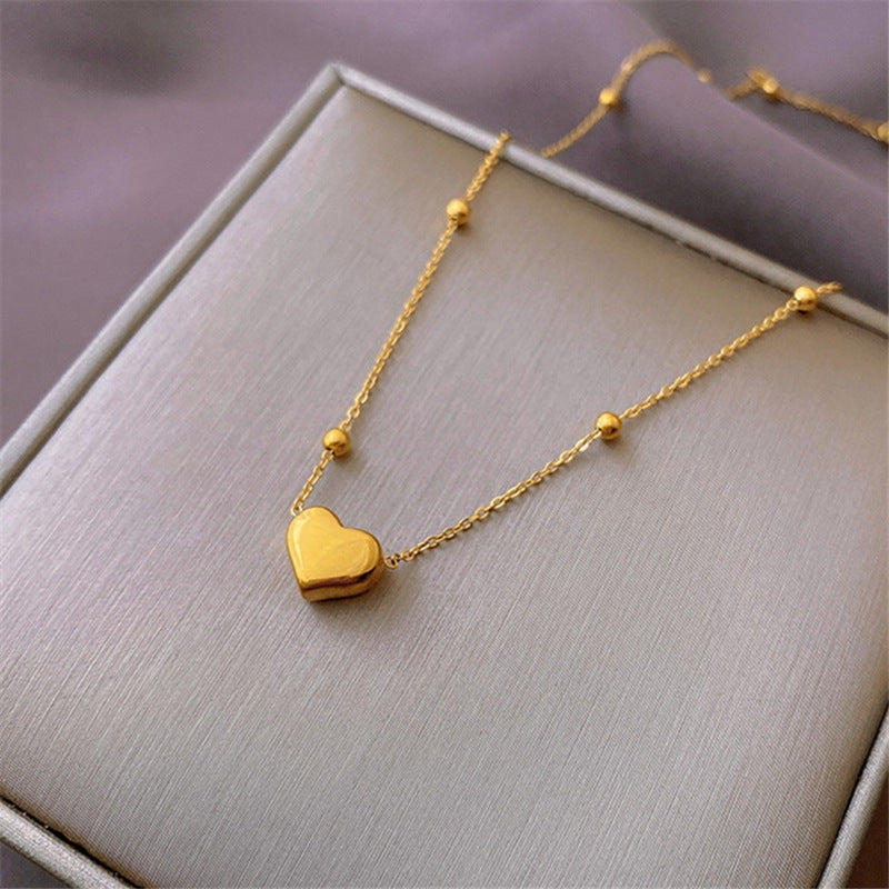 Minimalist Heart Titanium Steel Necklace 18K Gold Plated Clavicle Chain