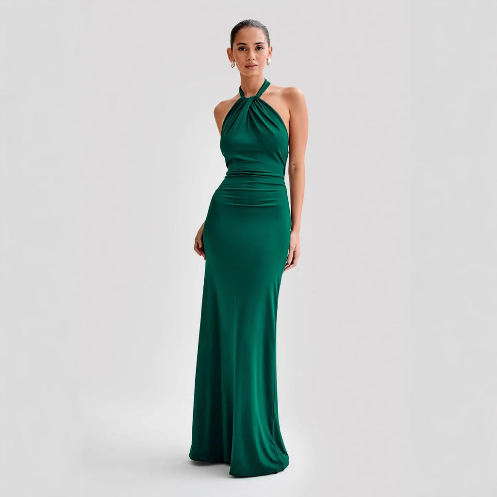 Elegant Halter Neck A-Line Dress