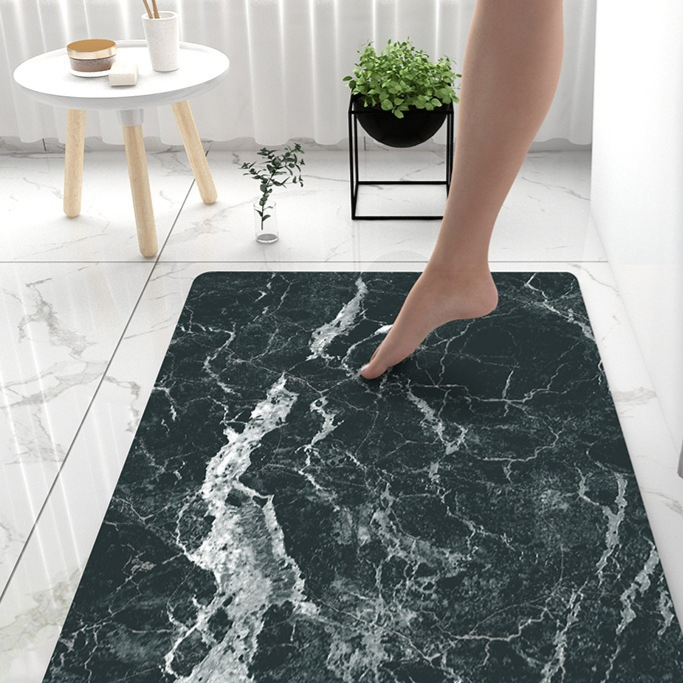 Marble Pattern Bathroom Floor Mat Soft Diatomaceous Earth Non-Slip Quick Drying Mat