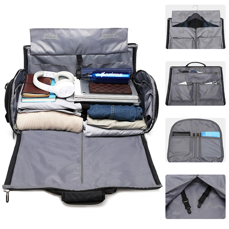 Portable folding bag with separate dry and wet compartments