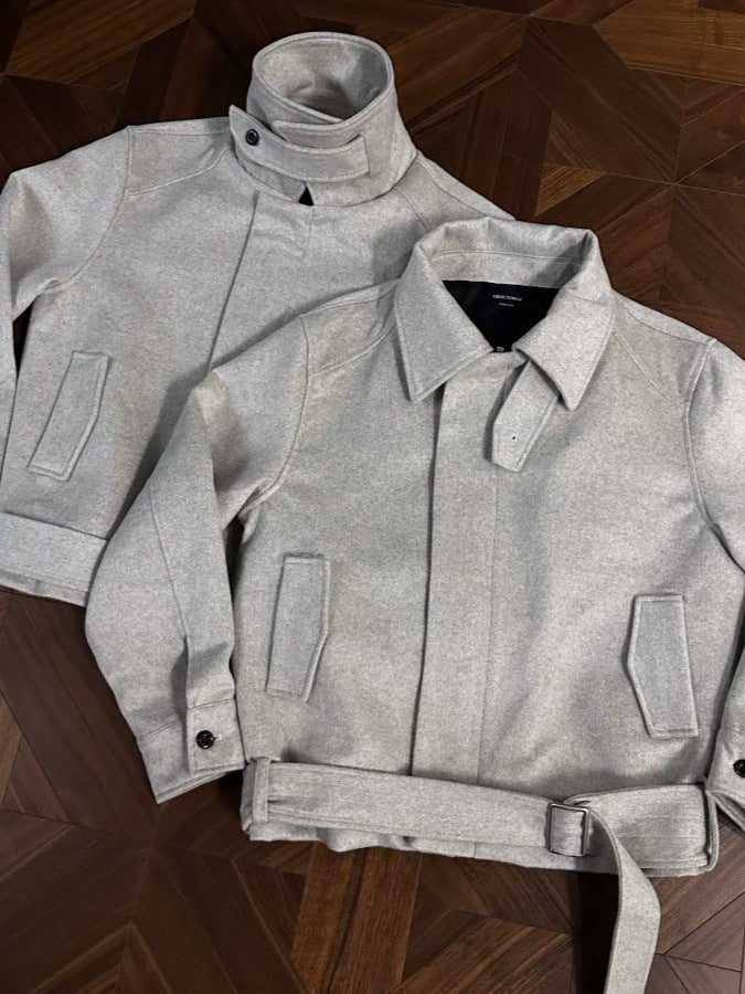 Men's Stand Collar Zip-Up Retro Polyester Jacket