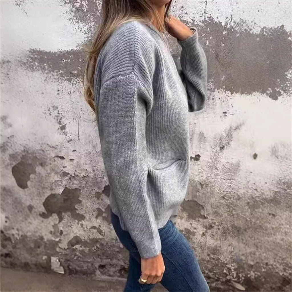 Casual Fashion Solid Color Pocket Cardigan Jacket