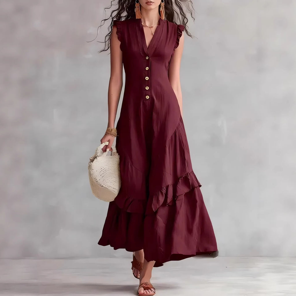 Womens Sleeveless A-Line Midi Dress