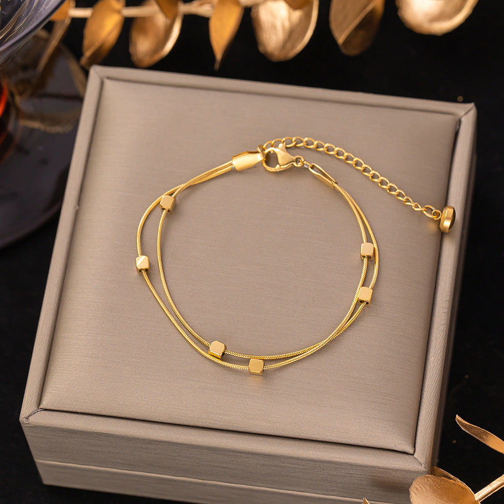 Women's Titanium Steel Inlaid Charm Bracelet Versatile Fashion Jewelry