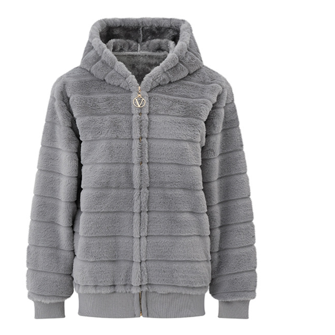 Women's Plush Stand Collar Zip Up Fleece Sweatshirt