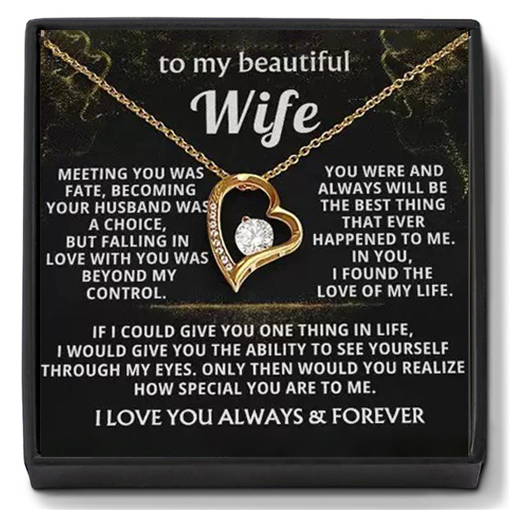 Heart-Shaped Zircon Pendant Necklace with Gift Box