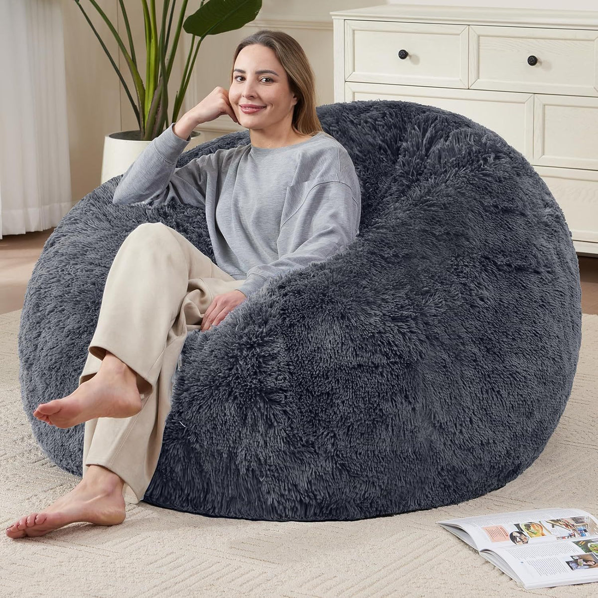 Velvet Bean Bag Cover for Living Room and Bedroom