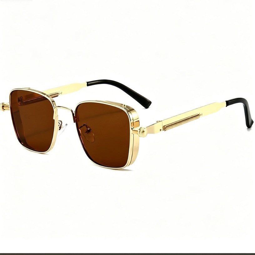 Retro Square Metal Frame Sunglasses UV400 Protection Minimalist Sun Glasses