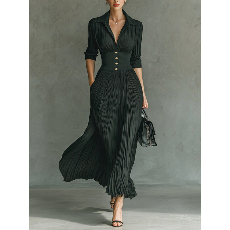 Elegant Pleated A-Line Dress