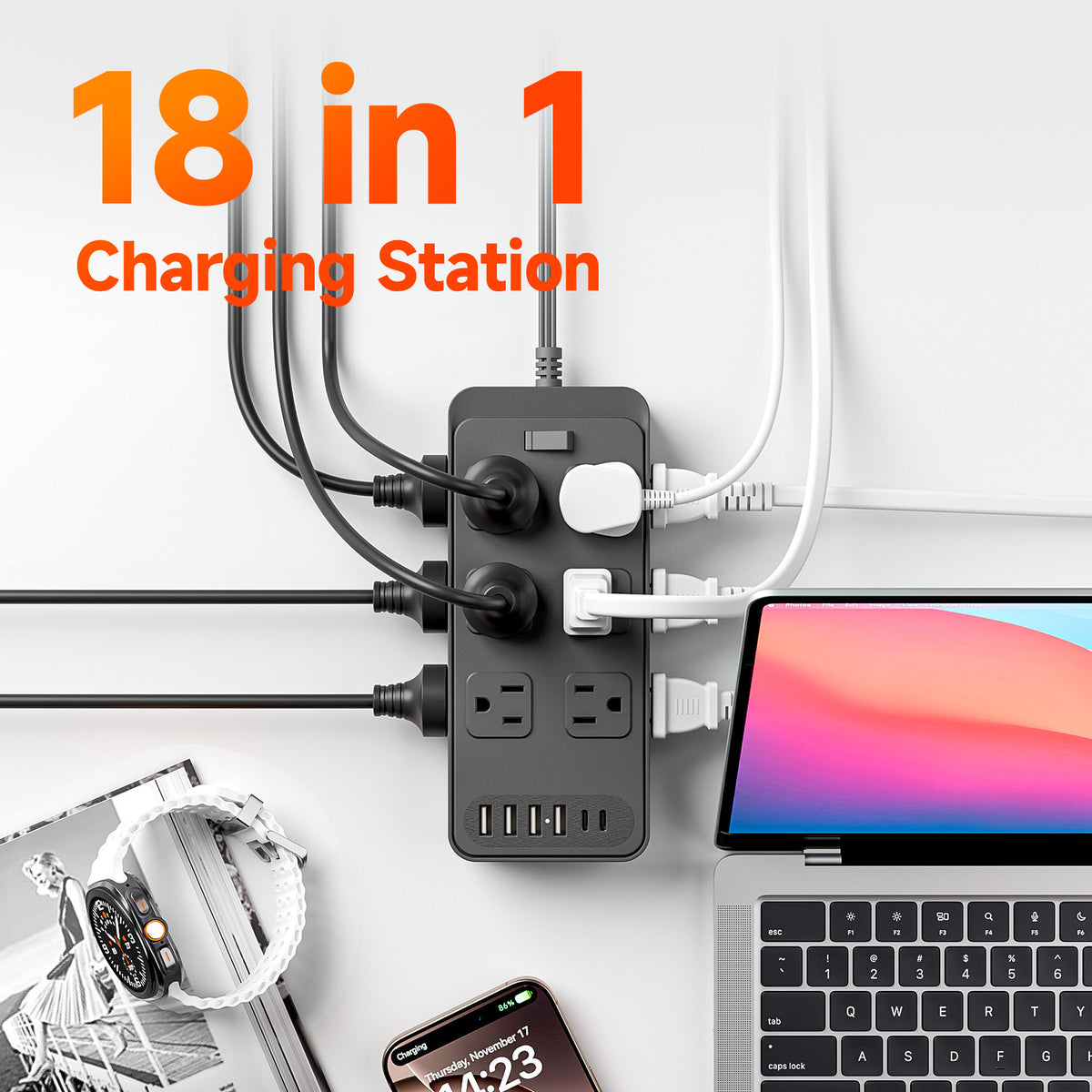American Standard 6-USB Type-C port multi-functional extension cable