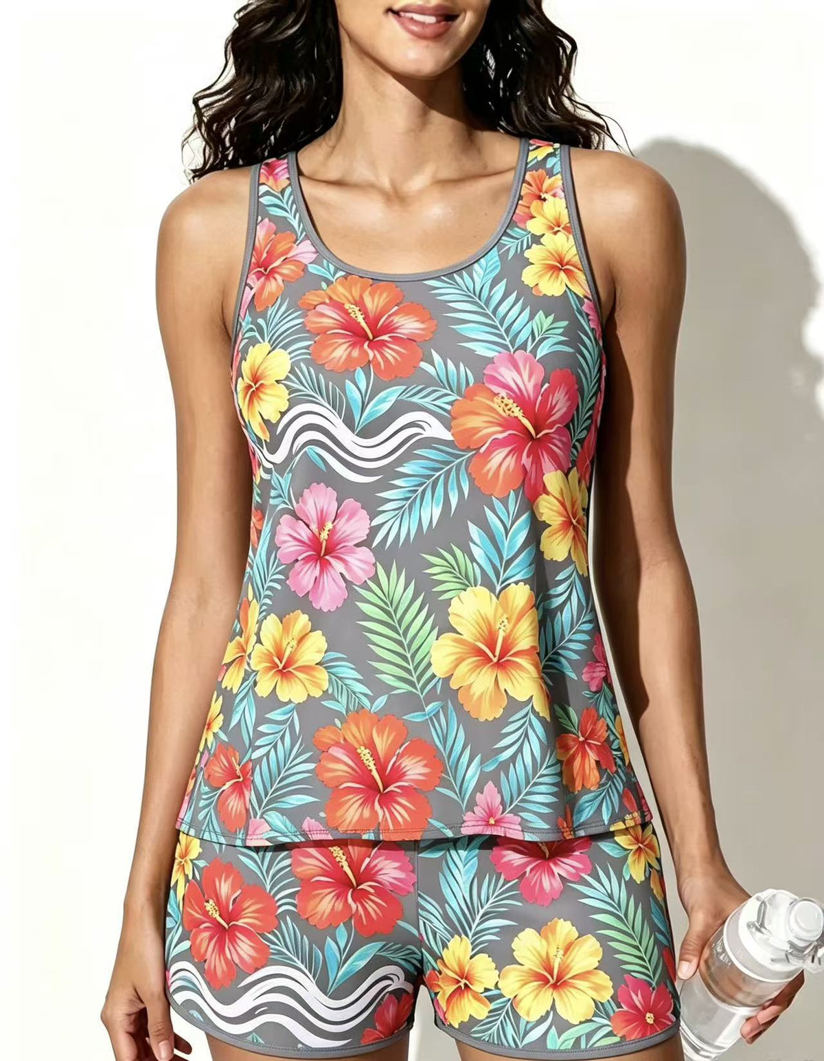 Women's Plus Size Two-Piece Printed Tankini Swimwear