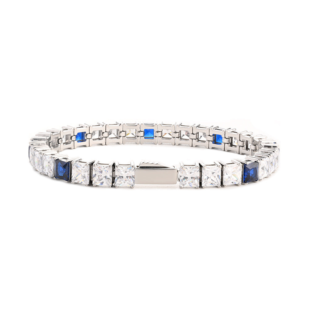 Stainless Steel Tennis Chain Bracelet Square Zircon Light Luxury Jewelry