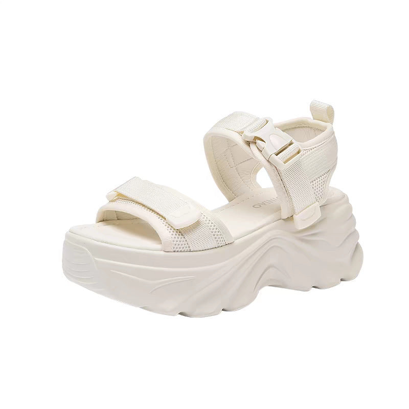 Women's Chunky Platform Non-Slip Beach Sandals, Soft Fabric Summer Dad Sandals