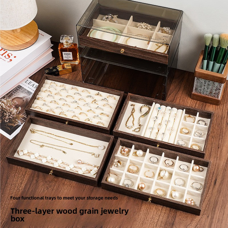 Walnut Wood Grain Jewelry Storage Box