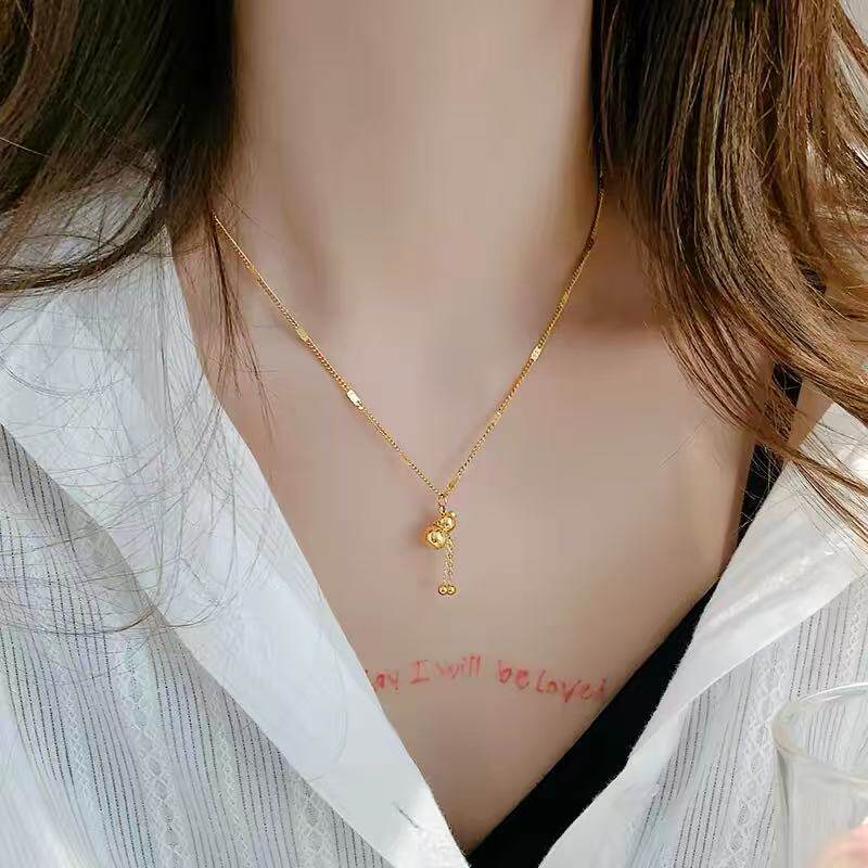 18K Gold Gourd Tassel Pendant Necklace