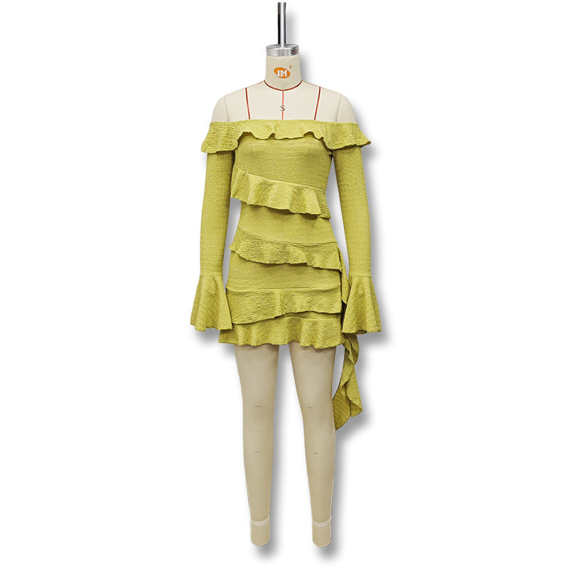 Ruffled Bell Sleeve Tube Top Dress