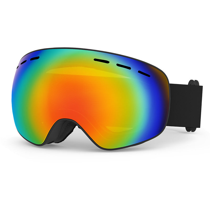 Spherical Ski Goggles with Double-Layer Anti-Fog