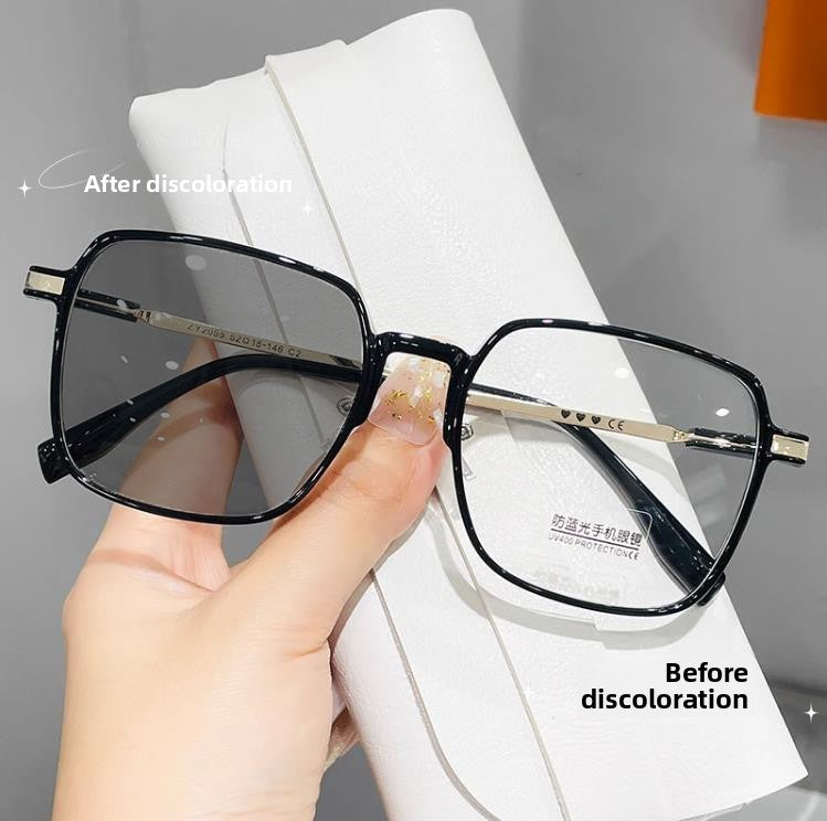 Square Photochromic Sunglasses with Blue Light Filter