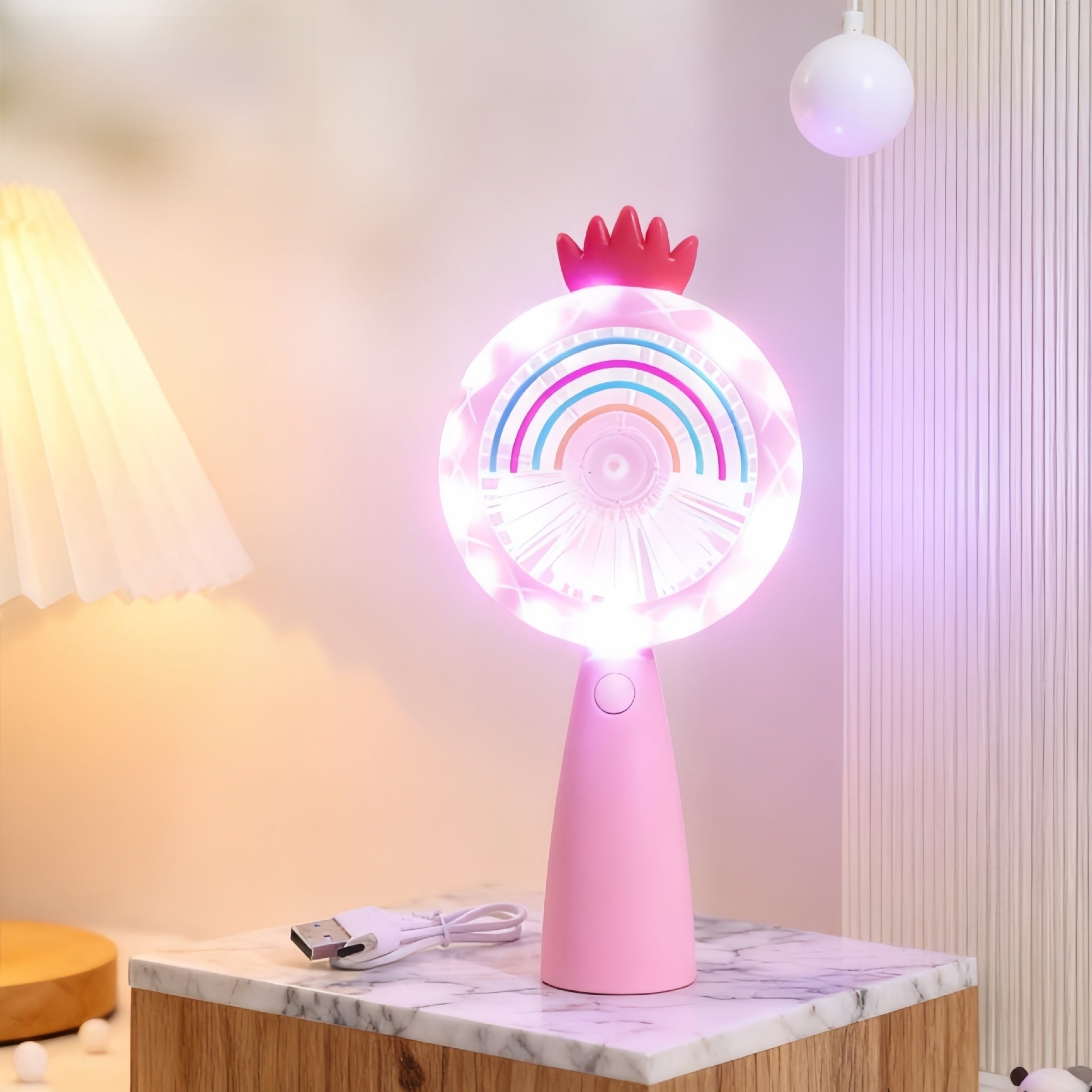 Cute Lollipop-Shaped Handheld Cartoon Mini Fan