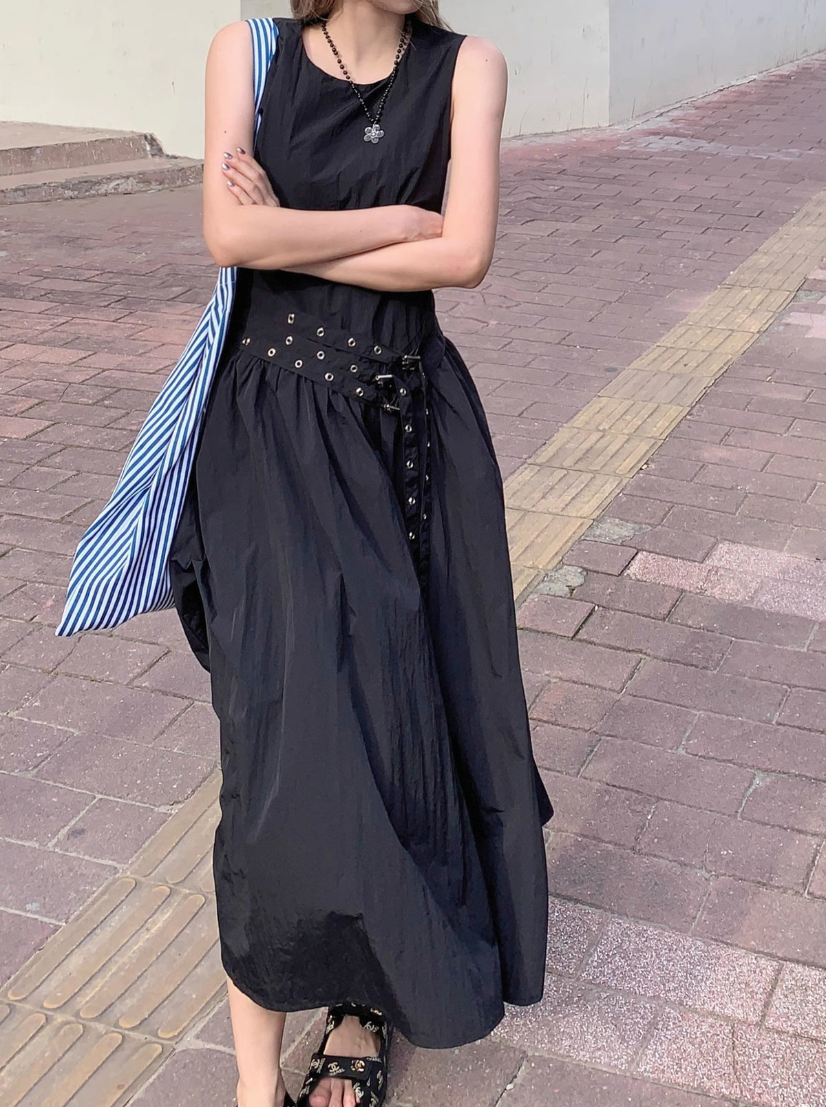 A wide A-line long dress