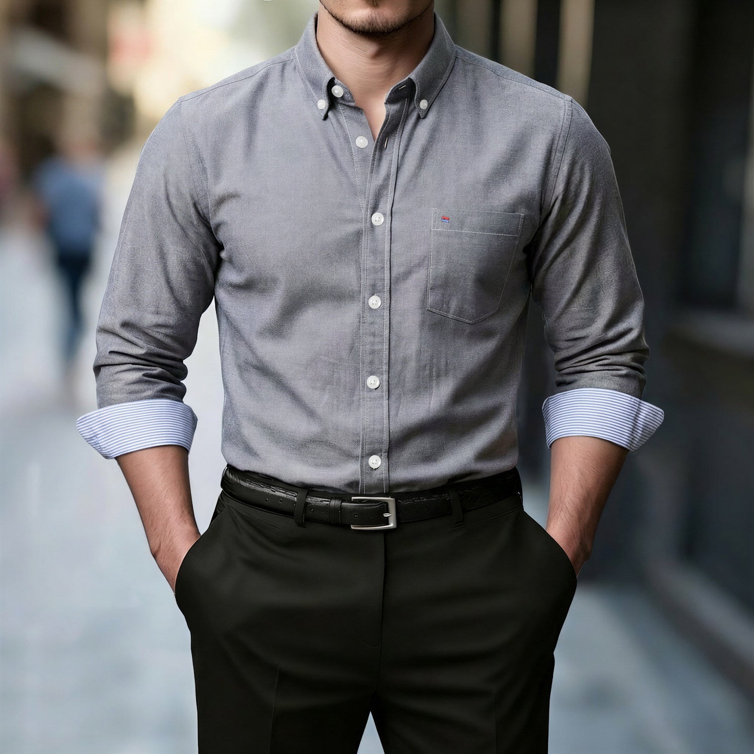 Mens Casual Solid Color Long Sleeve Shirt