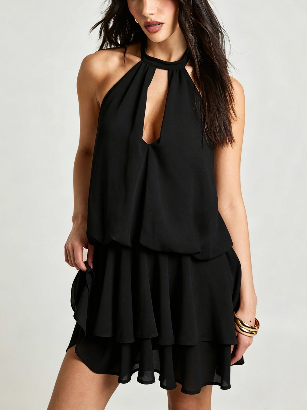 Mini dress with ruffled edges