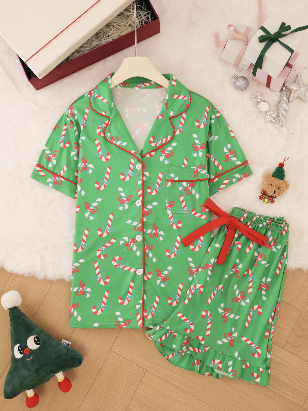 Womens Christmas Plaid Pajama Set