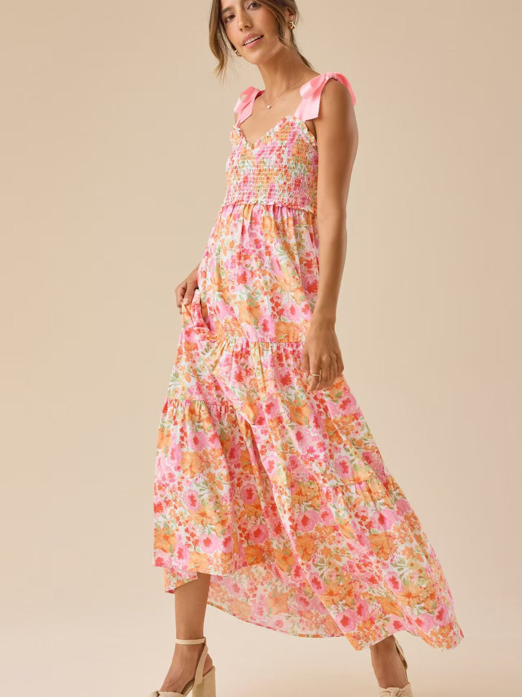 Floral Print Layered Cake Dress