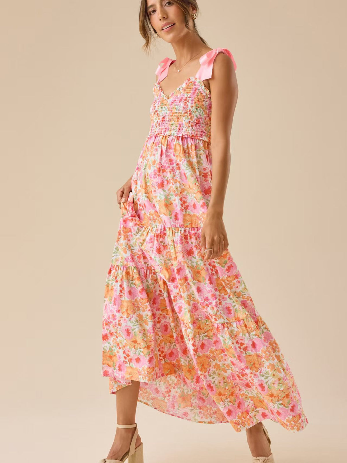 Floral Print Layered Cake Dress