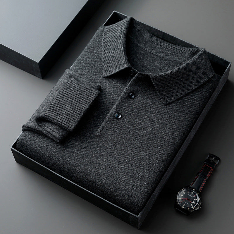 Mens Wool Blend Knitted Polo Shirt
