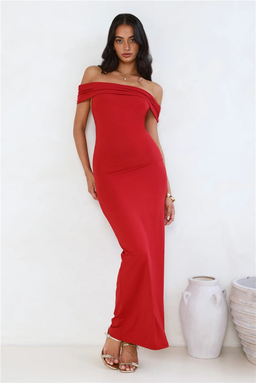 Women's One-Shoulder Backless Bodycon Long Dress