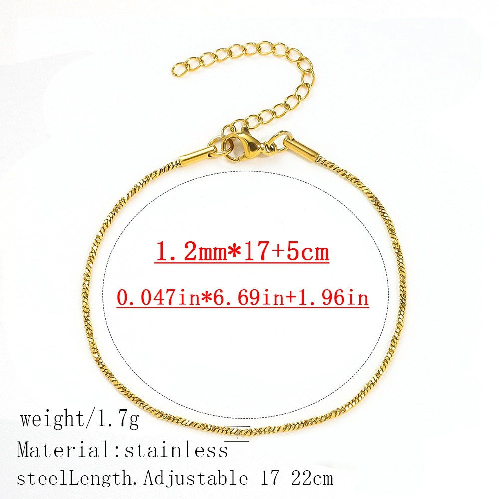 316L Titanium Steel Bracelet Waterproof Hypoallergenic Gold Plated Chain Jewelry for Men Women Unisex Fashion Accessories